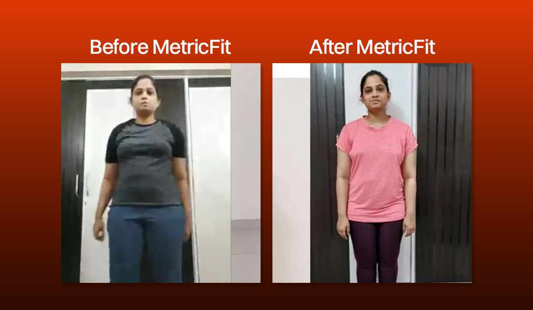 MetricFit client before and after her weight loss transformation