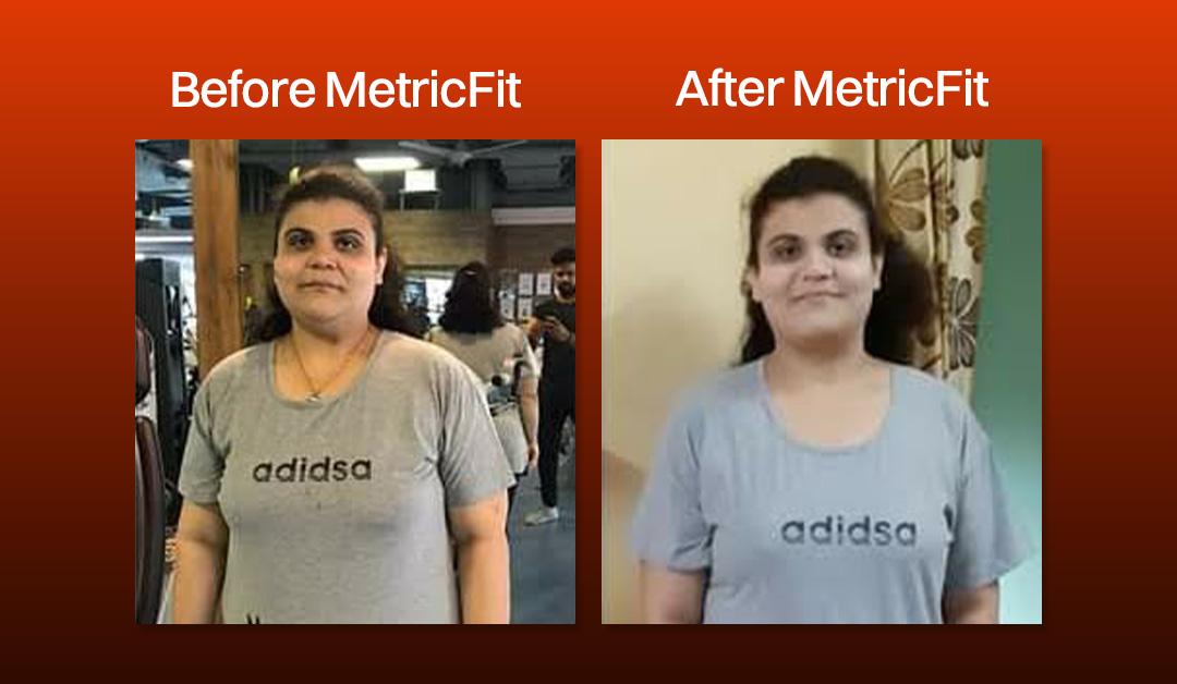 MetricFit client before and after her PCOD transformation