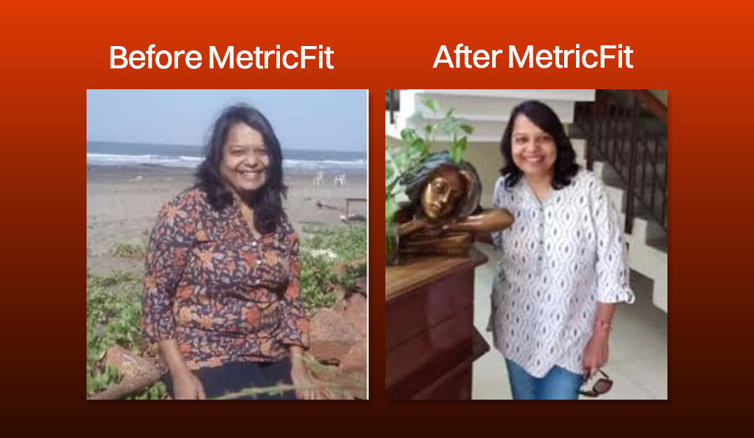 MetricFit client before and after her weight loss transformation